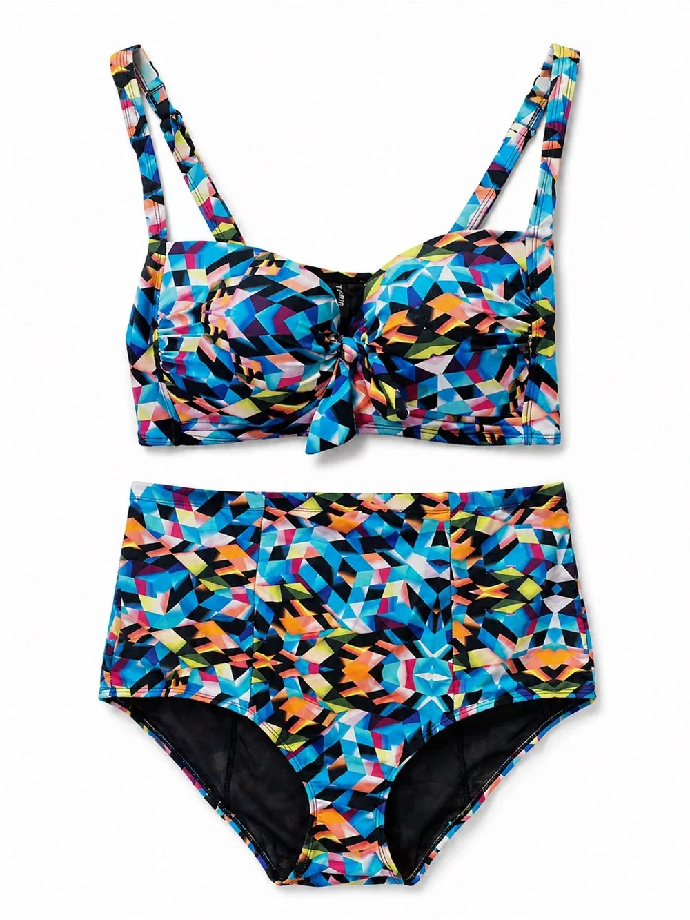 Torrid Bikini Set Size Size 1 (14/16) Multicolor Geometric Underwire High Waist